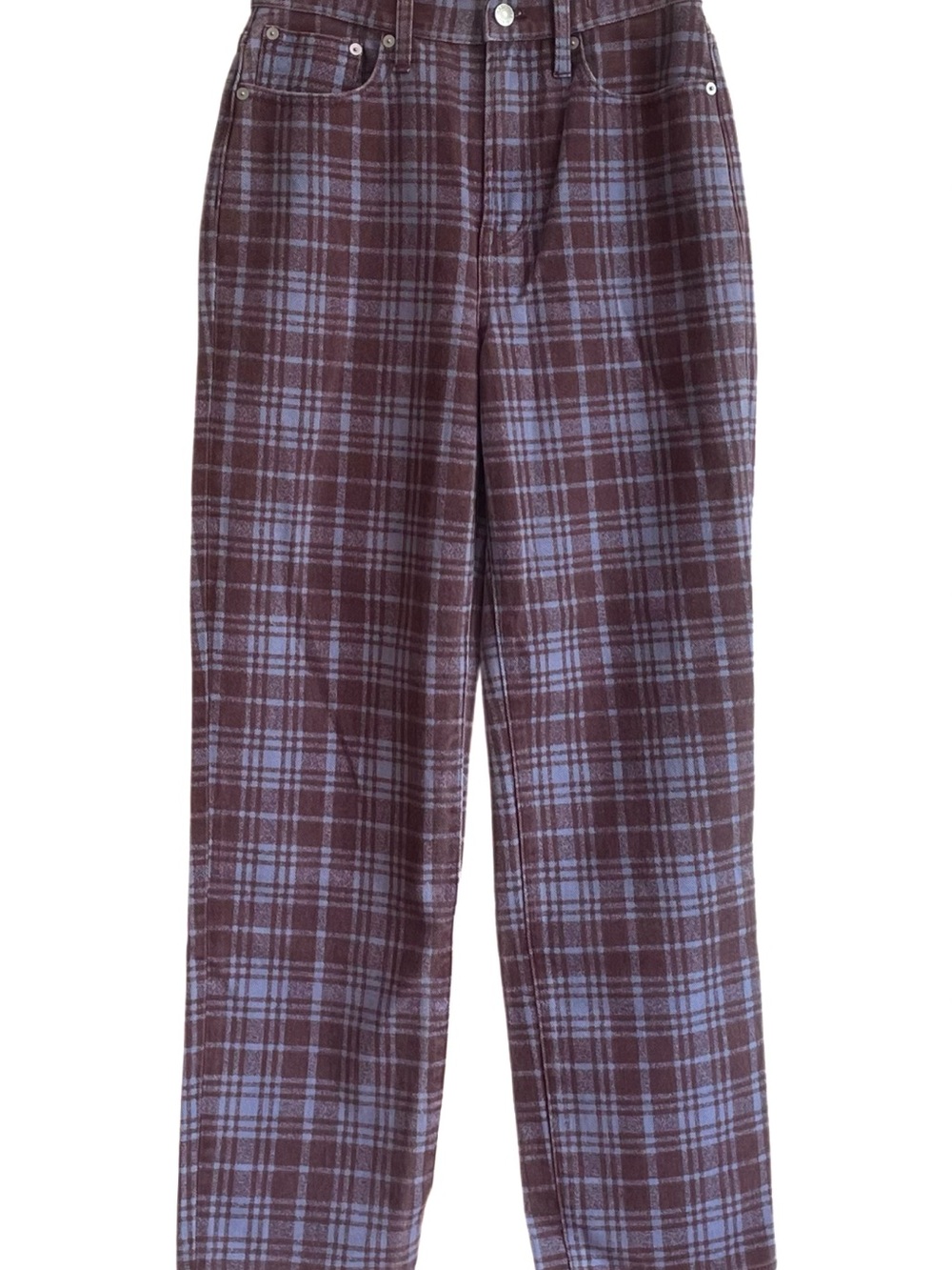 Madewell Women's Cropped Perfect Fit Cropped Jean in “Cabernet Plaid”